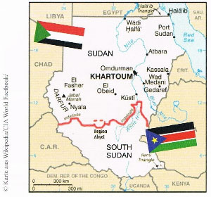 Karte Sudan und Südsudan